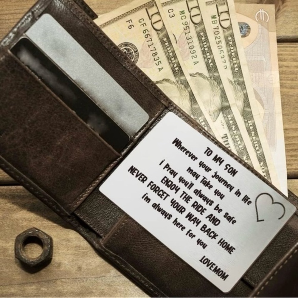 Gift for Son Engraved Metal Wallet Card